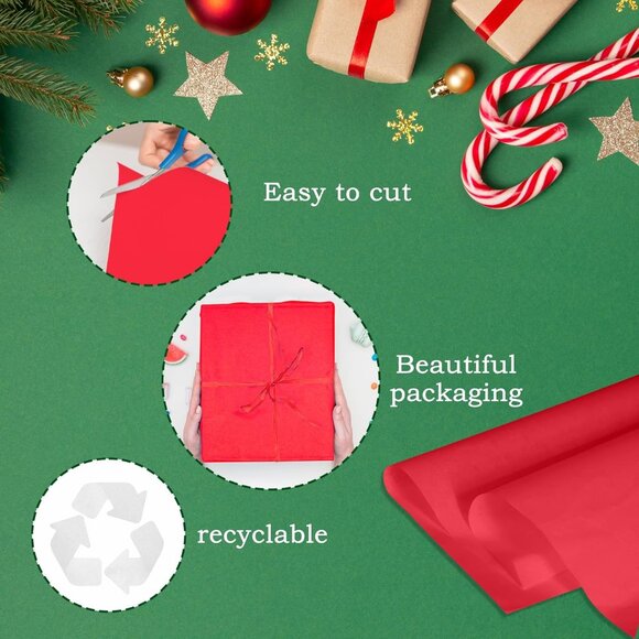 Greenii 500 pcs (480+20 free) Red Tissue Paper - 20" x 30" Wrapping Tissue - Picture 6 of 7